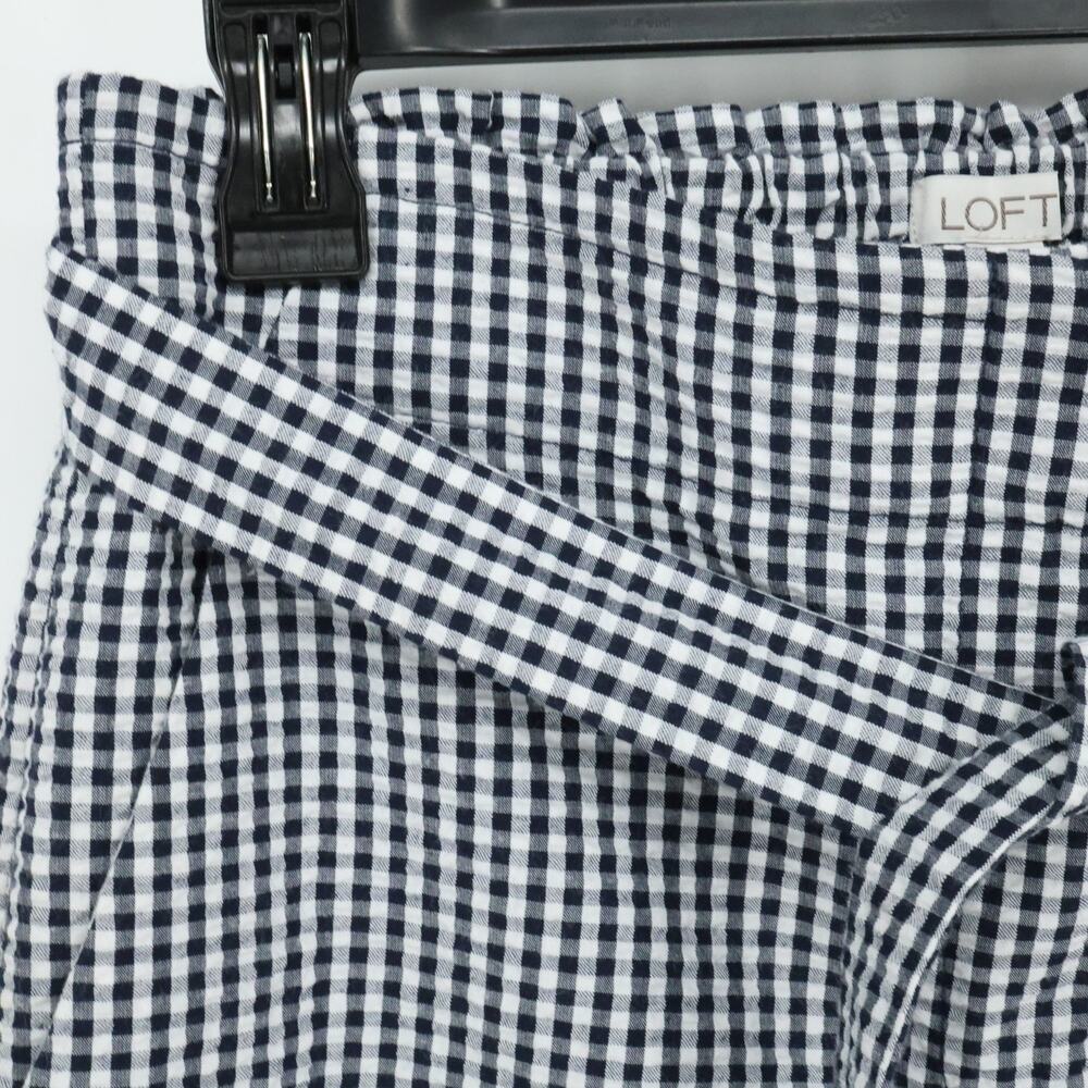 Loft Pants Womens Small Black White Seersucker Check Wide Leg Belt Beach New - Picture 7 of 12